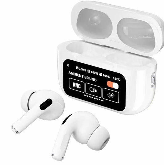 A9 Pro Touch Screen AirPods Pro with Active Noise Cancellation (ANC) & LCD Display | Bluetooth 5.0 Wireless Earbuds