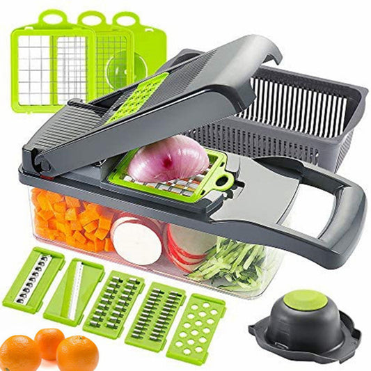16 in 1 Multifunctional Vegetable Slicer Cutter Shredders Slicer With Basket Fruit Potato Chopper Carrot Grater