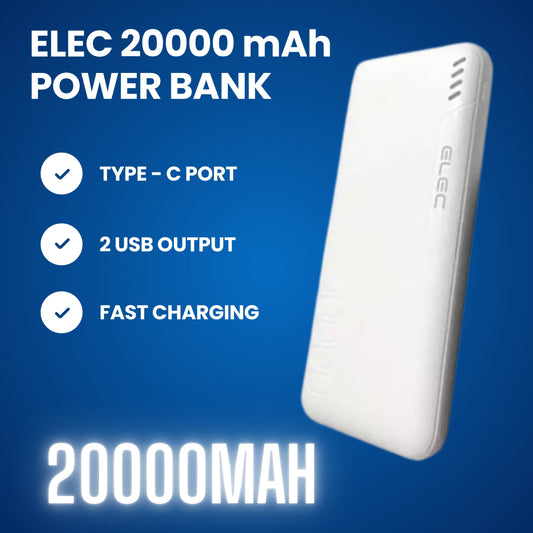 ELEC 20000mAh Power Bank – PD Fast Charging & High-Capacity Portable Charger