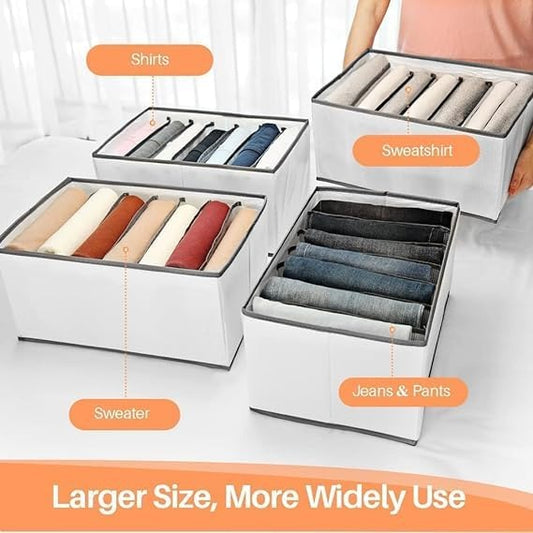 7 Grid Non-Woven Clothes Organizer for Wardrobe – Foldable Storage Box