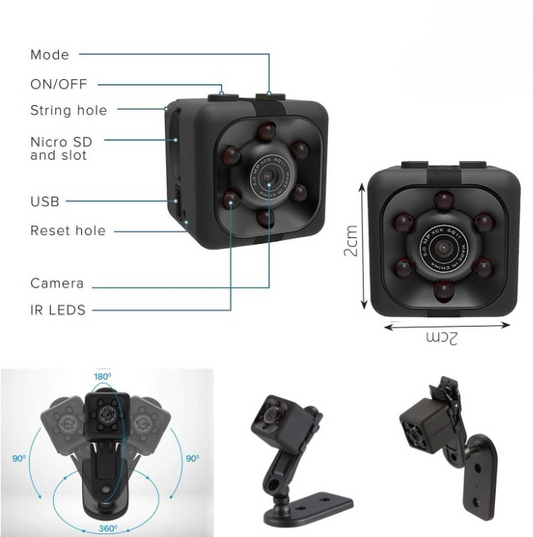 Mini Spy Camera – HD Portable Security Camera with Night Vision & Two Stand Holders