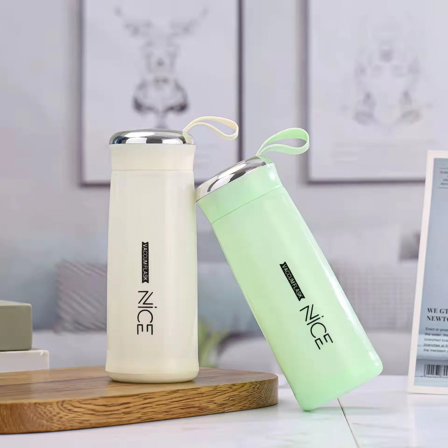 Nice Bottle | 400ml Mini Flask Glass Water Bottle with Vacuum Insulation | Temperature Resistant