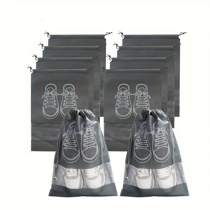 Shoe Storage Bag Dust-proof Waterproof Transparent Non Woven Fabric Shoe Tote Drawstring Packaging Organizer For Travel