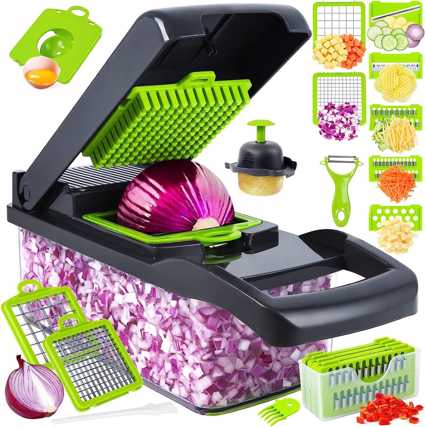 16 in 1 Multifunctional Vegetable Slicer Cutter Shredders Slicer With Basket Fruit Potato Chopper Carrot Grater
