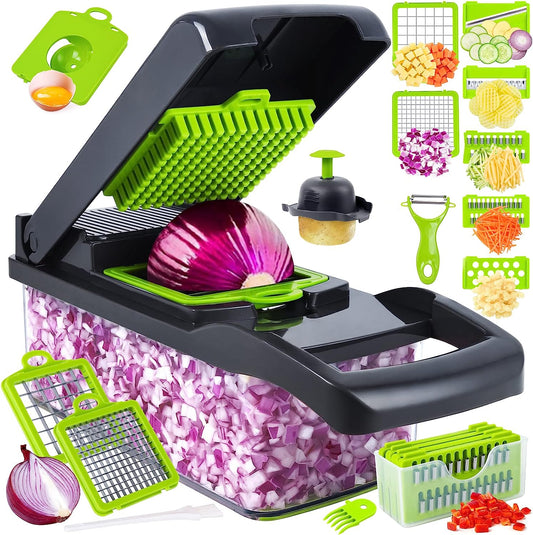 16 in 1 Multifunctional Vegetable Slicer Cutter Shredders Slicer With Basket Fruit Potato Chopper Carrot Grater