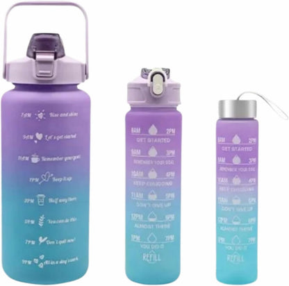 Sports Water Bottles 3 Pcs Set with Motivational Time Marker