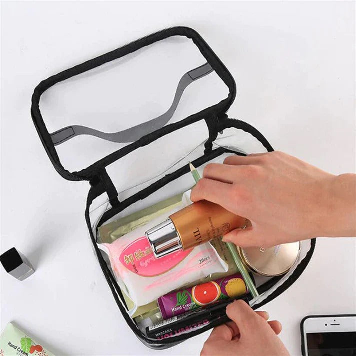 Clear Travel Makeup Bag – Waterproof, Portable, and Stylish Organizer for Cosmetics & Toiletries