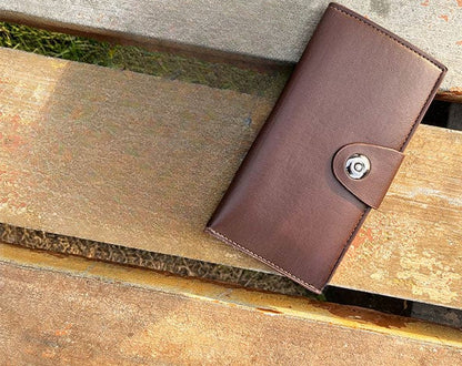 Tri-Fold Pure Leather Long Wallet for Men & Women