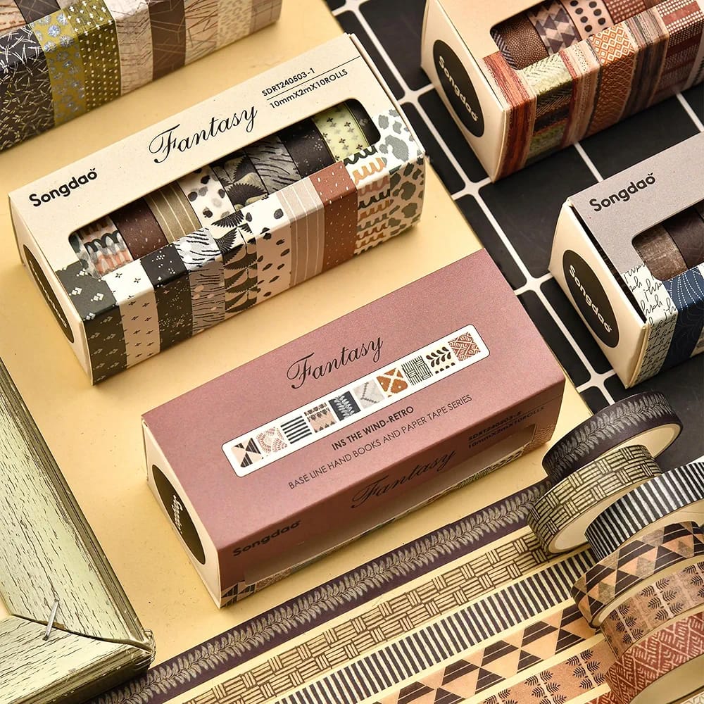 Songdao 10 Rolls Fantasy Washi Tape Set Texture Arts