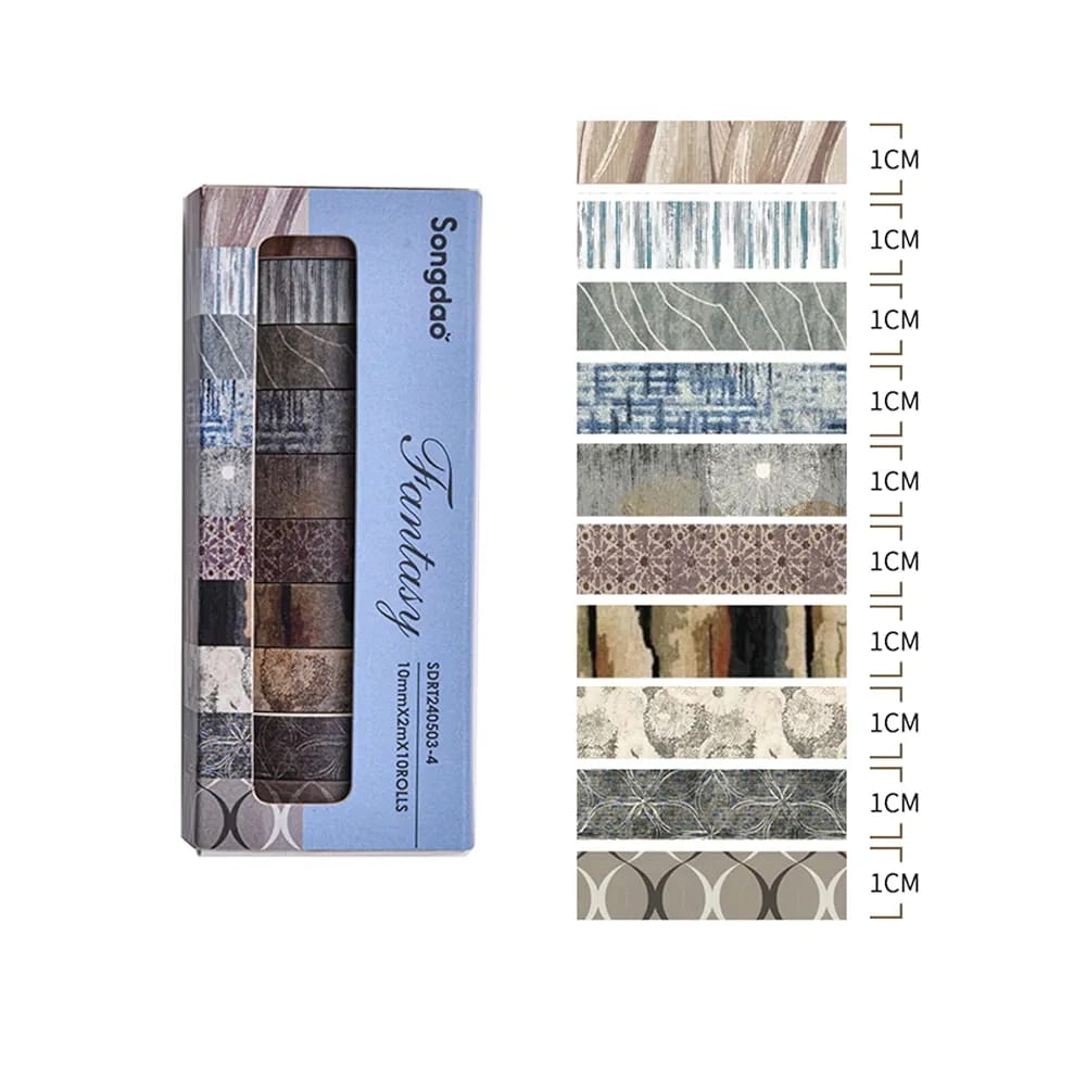 Songdao 10 Rolls Fantasy Washi Tape Set Texture Arts