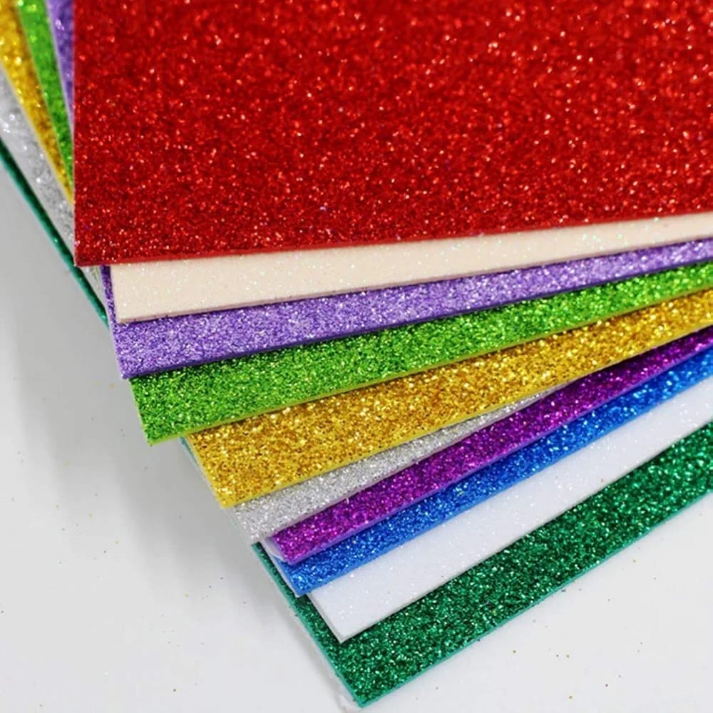 10PCS Glitter Foam Sheets – Premium A4 EVA Craft Adhesive Glitter Paper for DIY
