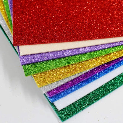 10PCS Glitter Foam Sheets – Premium A4 EVA Craft Adhesive Glitter Paper for DIY