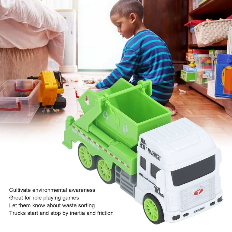 Toy Garbage Dumper  Truck – Green Recycling Sanitation Vehicle with Real Sliding Action