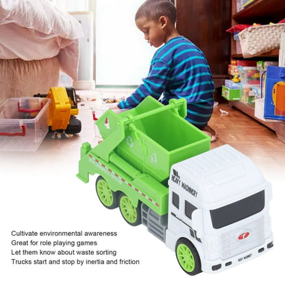 Toy Garbage Dumper  Truck – Green Recycling Sanitation Vehicle with Real Sliding Action