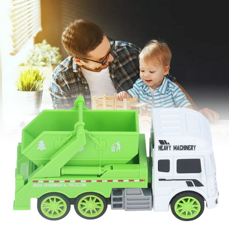 Toy Garbage Dumper  Truck – Green Recycling Sanitation Vehicle with Real Sliding Action