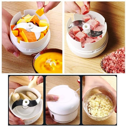 Mini Food Chopper – Hand-Powered Meat Grinder, Mincer, Mixer & Blender for Fruits, Vegetables, Nuts, and Meat