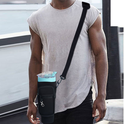 Water Bottle Carrier Bag with Phone Pocket for Stanley Quencher Cup with Handle Water Bottle Holder Pouch