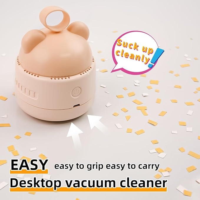 Mini Desktop Vacuum Cleaner with USB Charging – Portable 360° Swivel Dust Cleaner