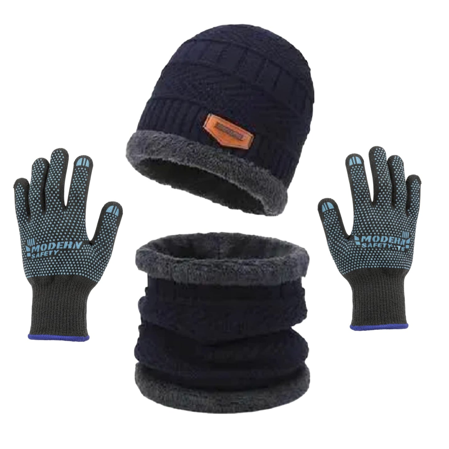 Premium Knitted Beanie Cap, Neck Gaiter And Touchscreen Gloves Combo Pack | Complete Winter Essentials For Cold Weather Protection