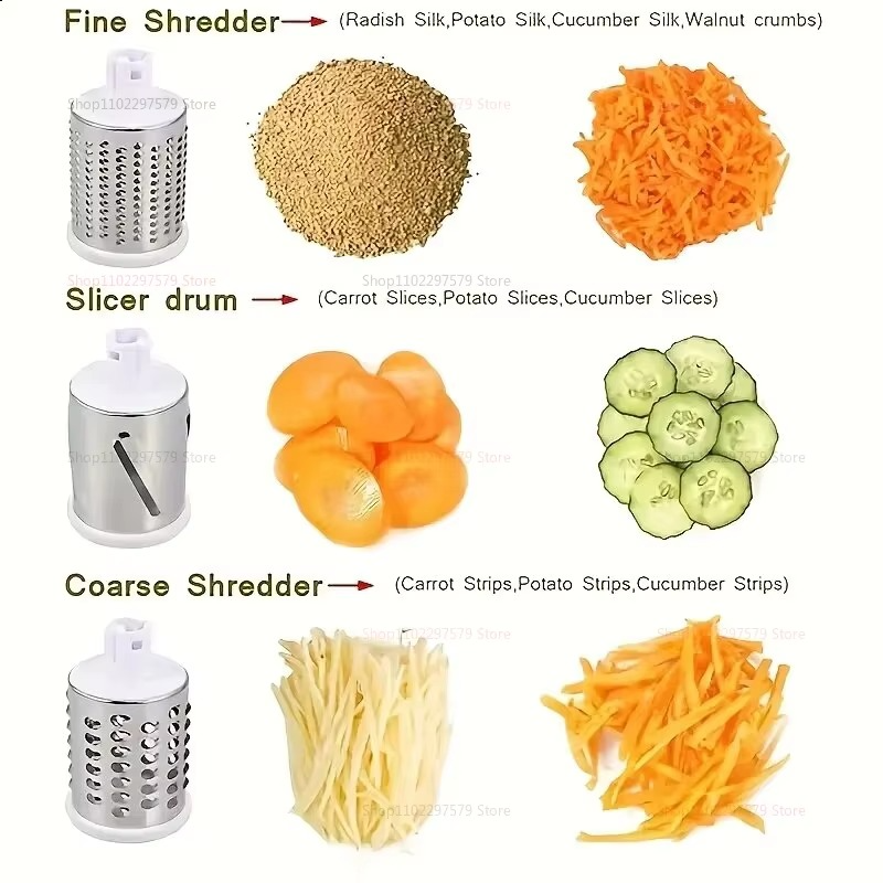 New Vegetable Cutter & Slicer Manual Kitchen Cheese Chopper Machine With 3 Sharp Drums