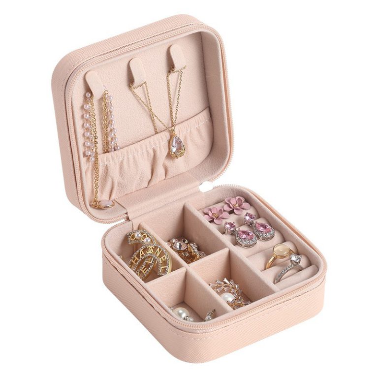 Compact Travel Leather Jewelry Organizer Box