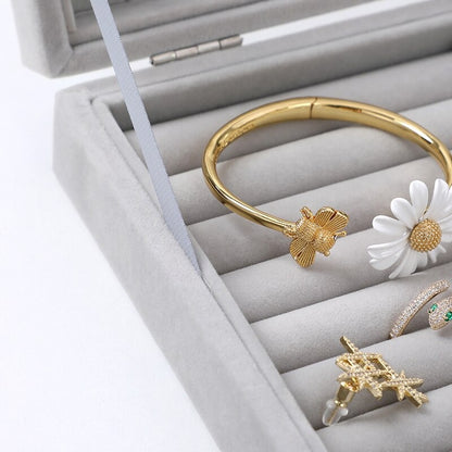 Mistico Velvet Carrying Case with Glass Cover Jewelry Ring Display Box