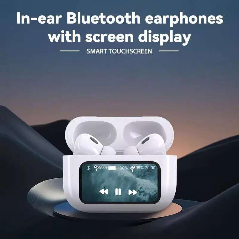 A9 Pro Touch Screen AirPods Pro with Active Noise Cancellation (ANC) & LCD Display | Bluetooth 5.0 Wireless Earbuds