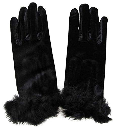 Women’s Winter Velvet Gloves with Fur Cuff | Soft Full Finger Hijab Gloves for Girls