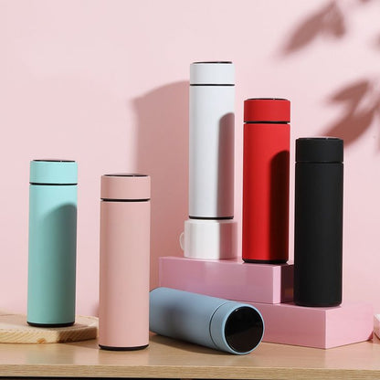Temperature Display Thermos Water Bottle 500ML Stainless Steel Insulated Hot and Cold Flask with LED Display