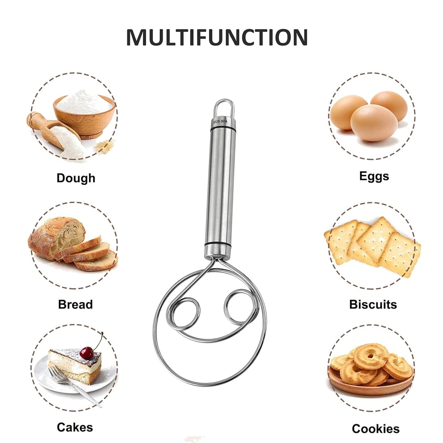 Manual Non Stick Steel Flour Cream Mixer Beater