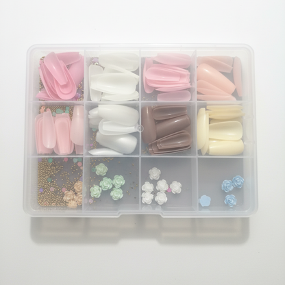 96 Pcs Artificial Nails With Beads – Multicolor Nail Art Decoration Set