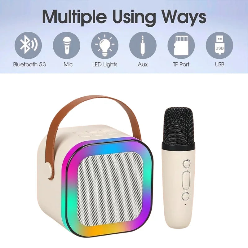Karaoke Portable Wireless Bluetooth Speaker with Microphone Sound System for Singing and Parties