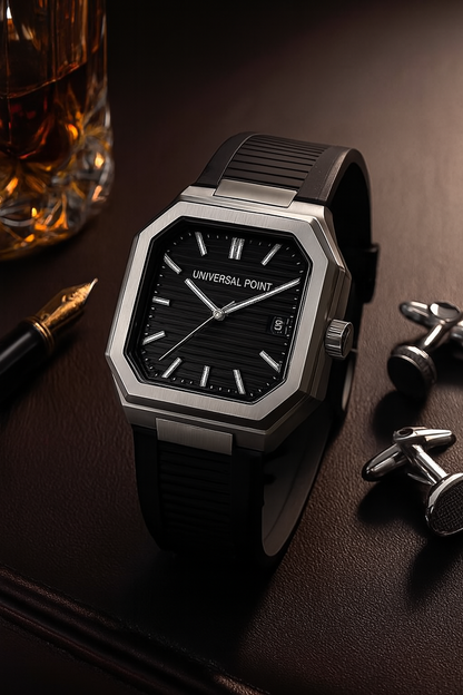 Universal Point UP 1988 – Square Dial Leather Strap Watch