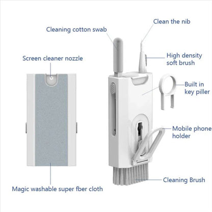 8In1 Computer Keyboard Cleaner Brush Kit Earphone Cleaning Pen for Headset Phone Cleaning Tools Black