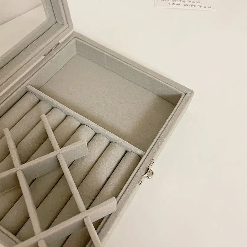 Mistico Velvet Carrying Case with Glass Cover Jewelry Ring Display Box