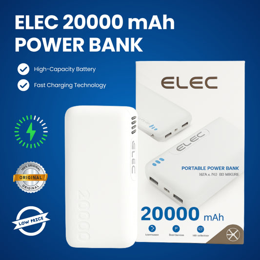 ELEC 20000mAh Power Bank – PD Fast Charging & High-Capacity Portable Charger