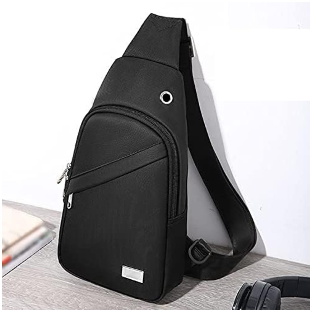 Minimalist Black Crossbody Sling Bag – Lightweight & Stylish Travel Chest Pack for Men & Women