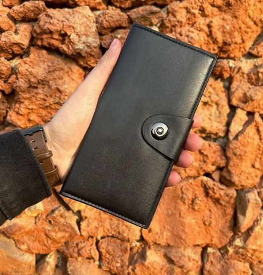 Tri-Fold Pure Leather Long Wallet for Men & Women