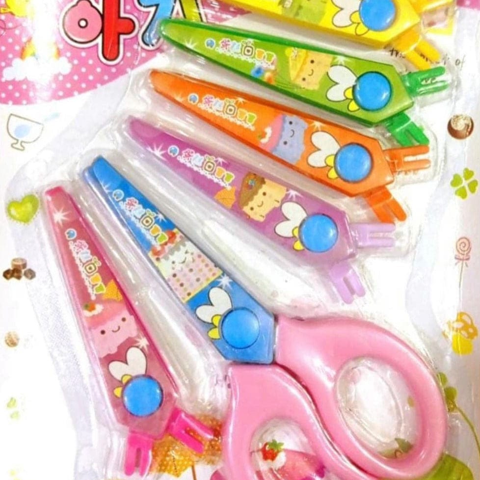 Set of 6 Multistyle Children Safety Scissors – All Plastic Toddler Craft Scissors