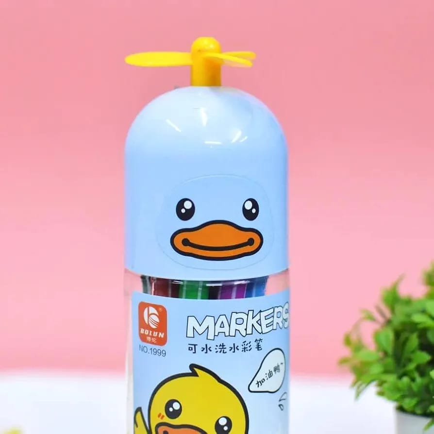 Set of 12 Flomaster Colors – Yellow/Bird Design – Kids Drawing & Coloring Markers