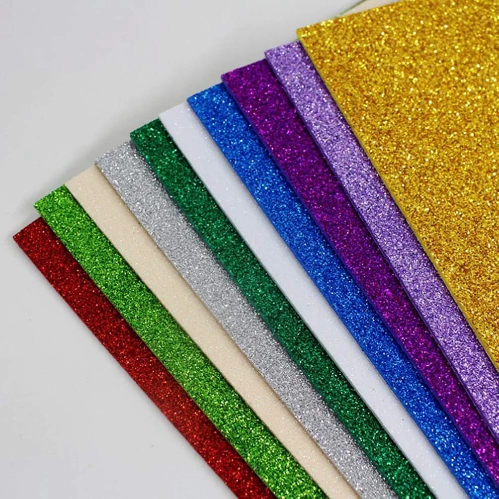 10PCS Glitter Foam Sheets – Premium A4 EVA Craft Adhesive Glitter Paper for DIY