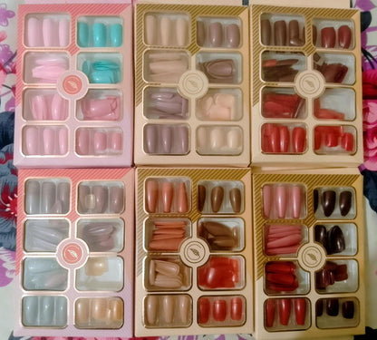96 Pcs Fake Nails Set – Nude & Red  ABS Plastic Nail Tips