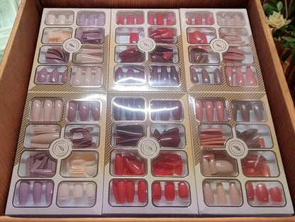96 Pcs Fake Nails Set – Nude & Red  ABS Plastic Nail Tips