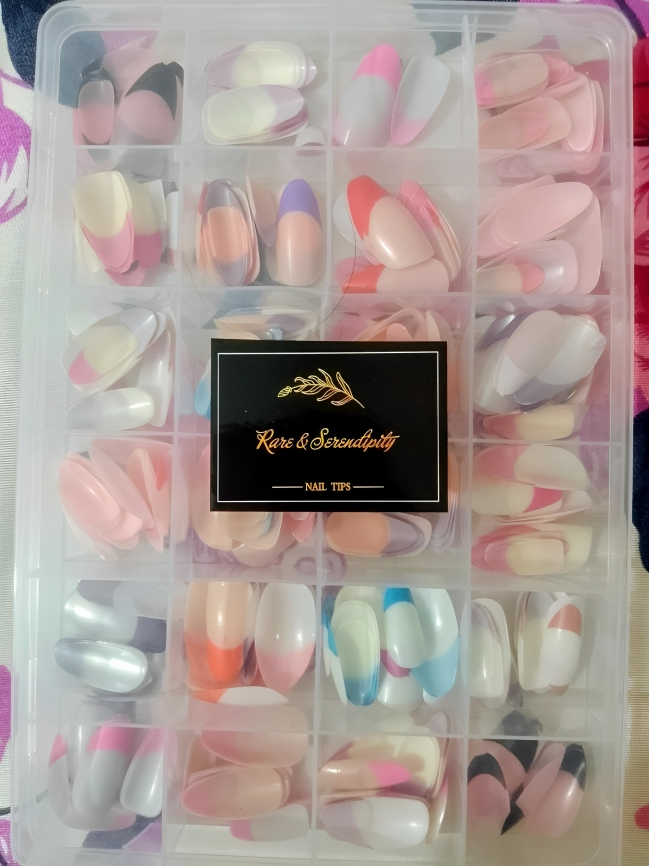 288 Pcs French Nails Set – Multicolor ABS Plastic Nail Tips, Smooth & Even Coverage, Durable, Easy-to-Apply, Perfect for DIY & Professional Manicures