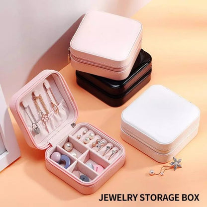 Compact Travel Leather Jewelry Organizer Box