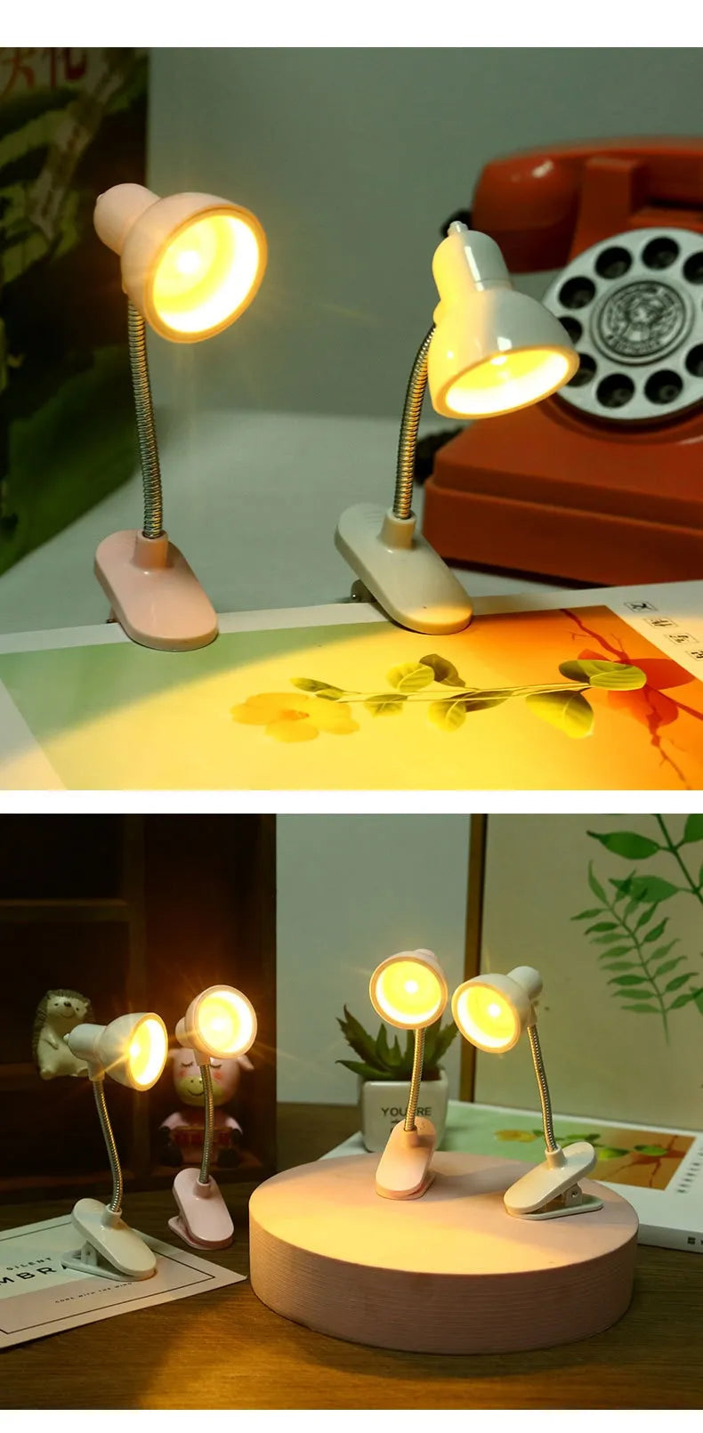 Mini LED Clamp Lamp – Portable USB-Powered Desk Light with Adjustable Flexible Neck