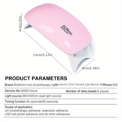 UV Led Lamp For Nails 6W Nail Lamp Light With Timer Mini Portable Nail Dryer