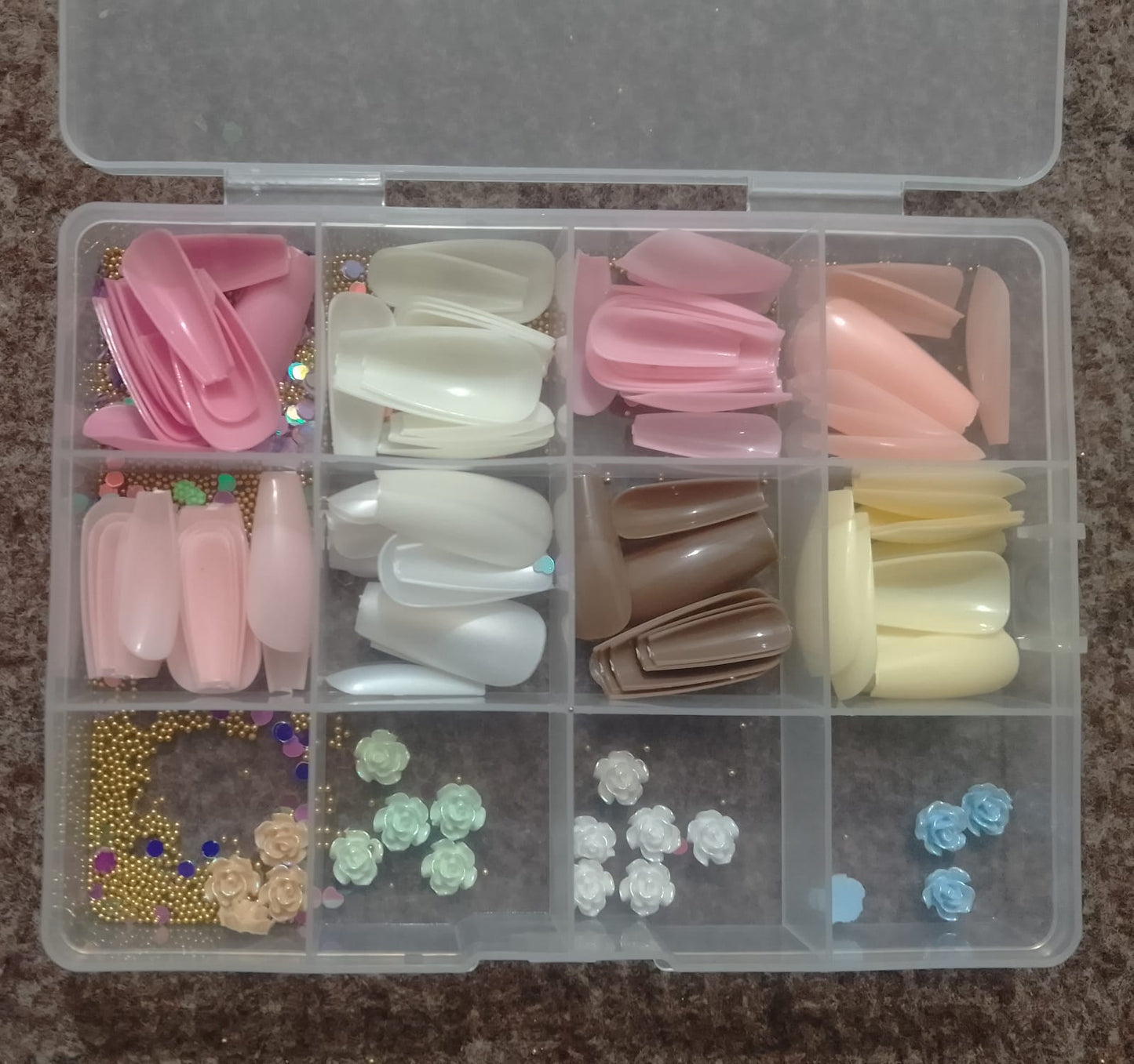 96 Pcs Artificial Nails With Beads – Multicolor Nail Art Decoration Set