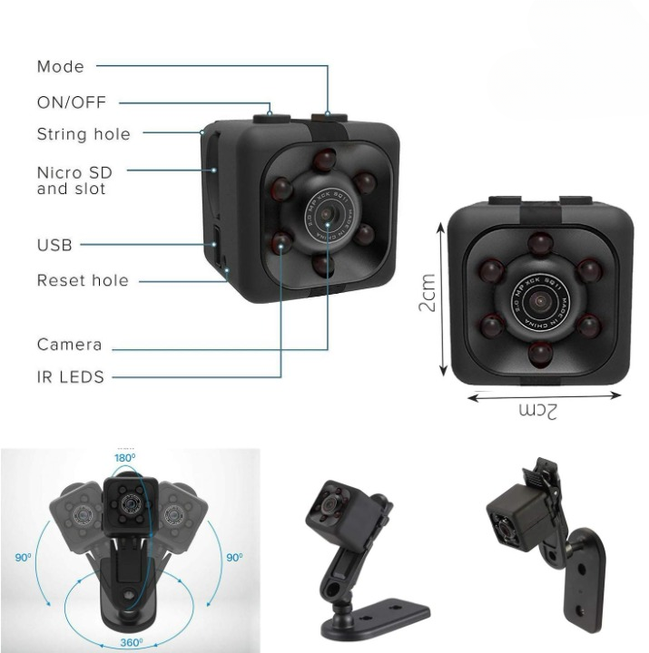 Mini Spy Camera – HD Portable Security Camera with Night Vision & Two Stand Holders