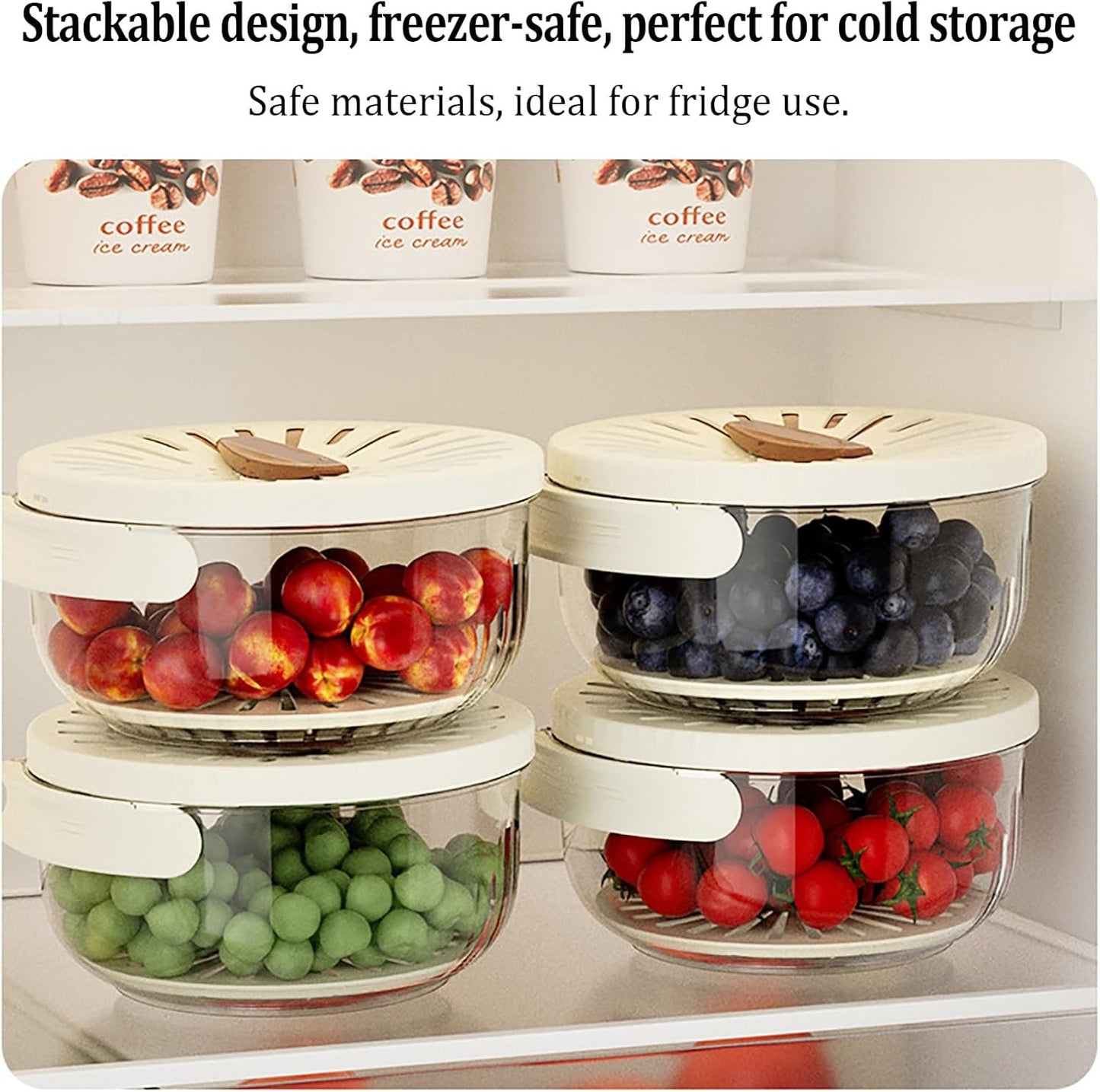 Kitchen Fruit Drainage Basket with Lid – Multi functional Dual-Layer Bowl